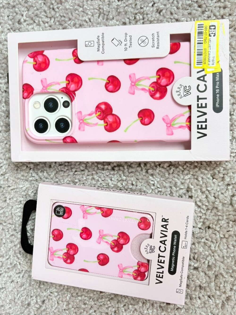 Velvet Caviar Cherry iPhone 16 Pro Max Case & Magnetic Wallet Set New With Tags